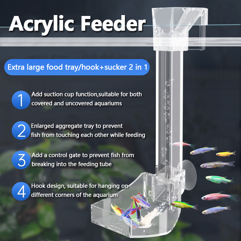 Aquarium Fish Feeder - Aquarium Acryl Voerbuizen Anti-Vastloop Visontwerp Transparante