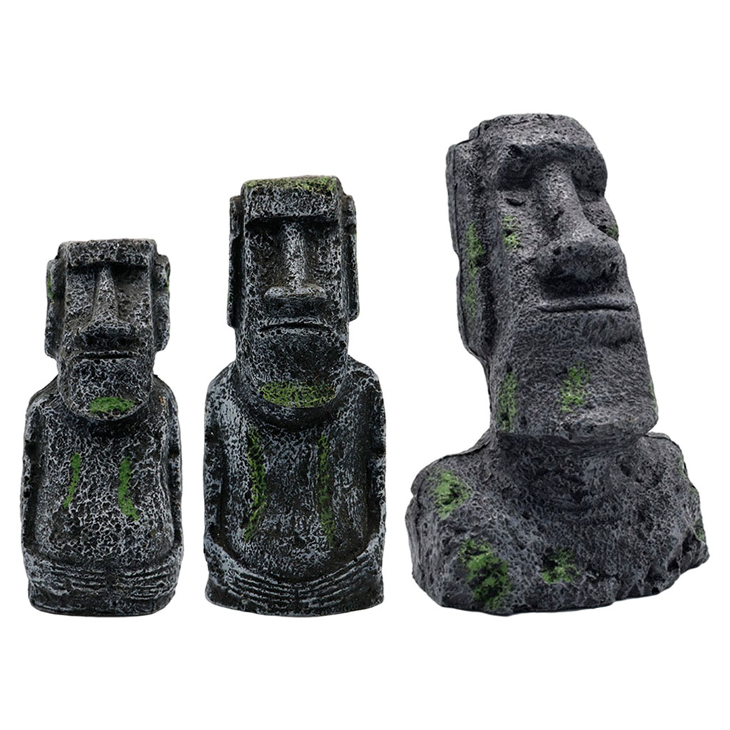 Aquarium Fish Guppy - Aquarium Moai Standbeelden Paaseiland Hoofd Ornamenten