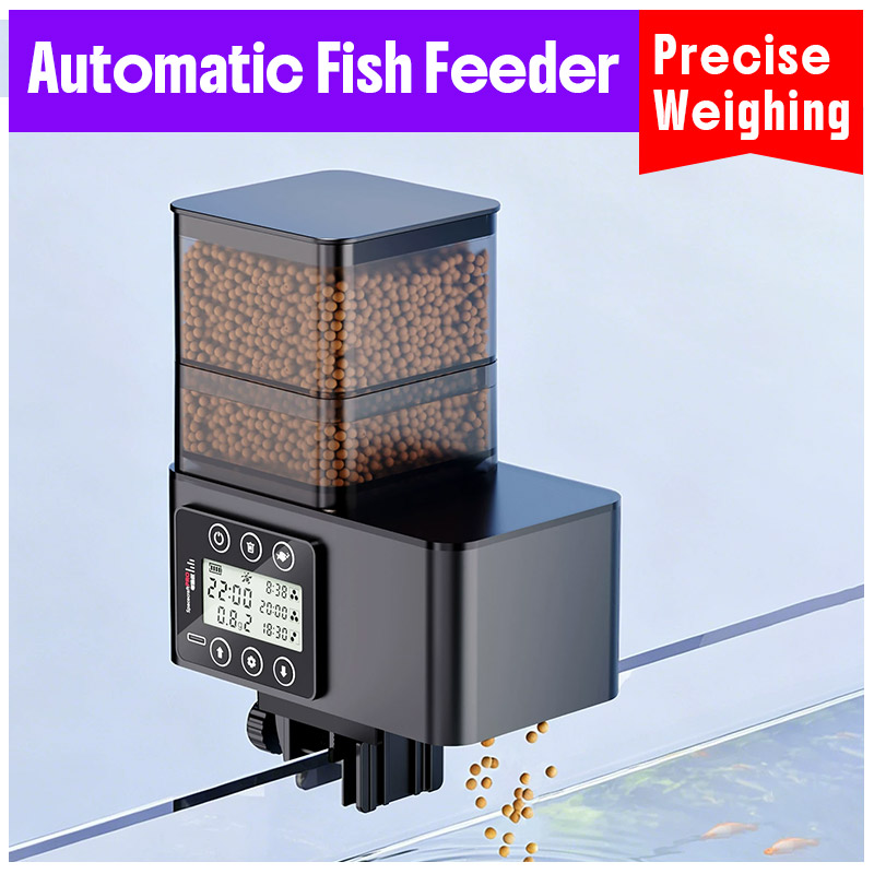 Aquarium Fish Feeder - Slimme, nauwkeurige weegschaal automatische visvoederautomaat anti-verspreiding