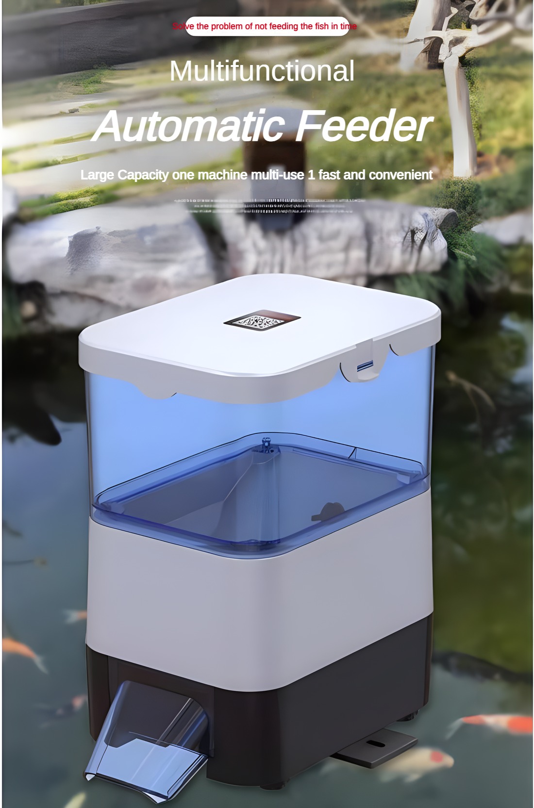 Aquarium Fish Feeder - EVNICE Automatische Zonne-aangedreven Visvoeder Intelligente Visvoeder