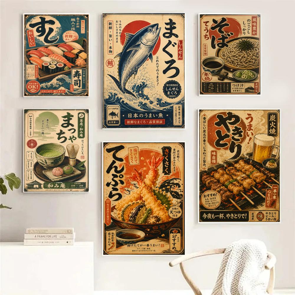 Aquarium Fish Poster - Vintage Japanse vis sushi Lamian noedel