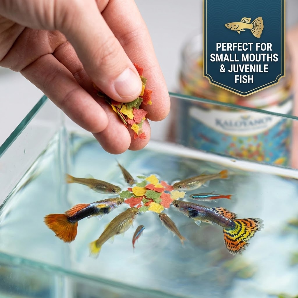 Driekleurige aquariumvisvoerfl - Aquarium Fish Medicine recensie en prijs